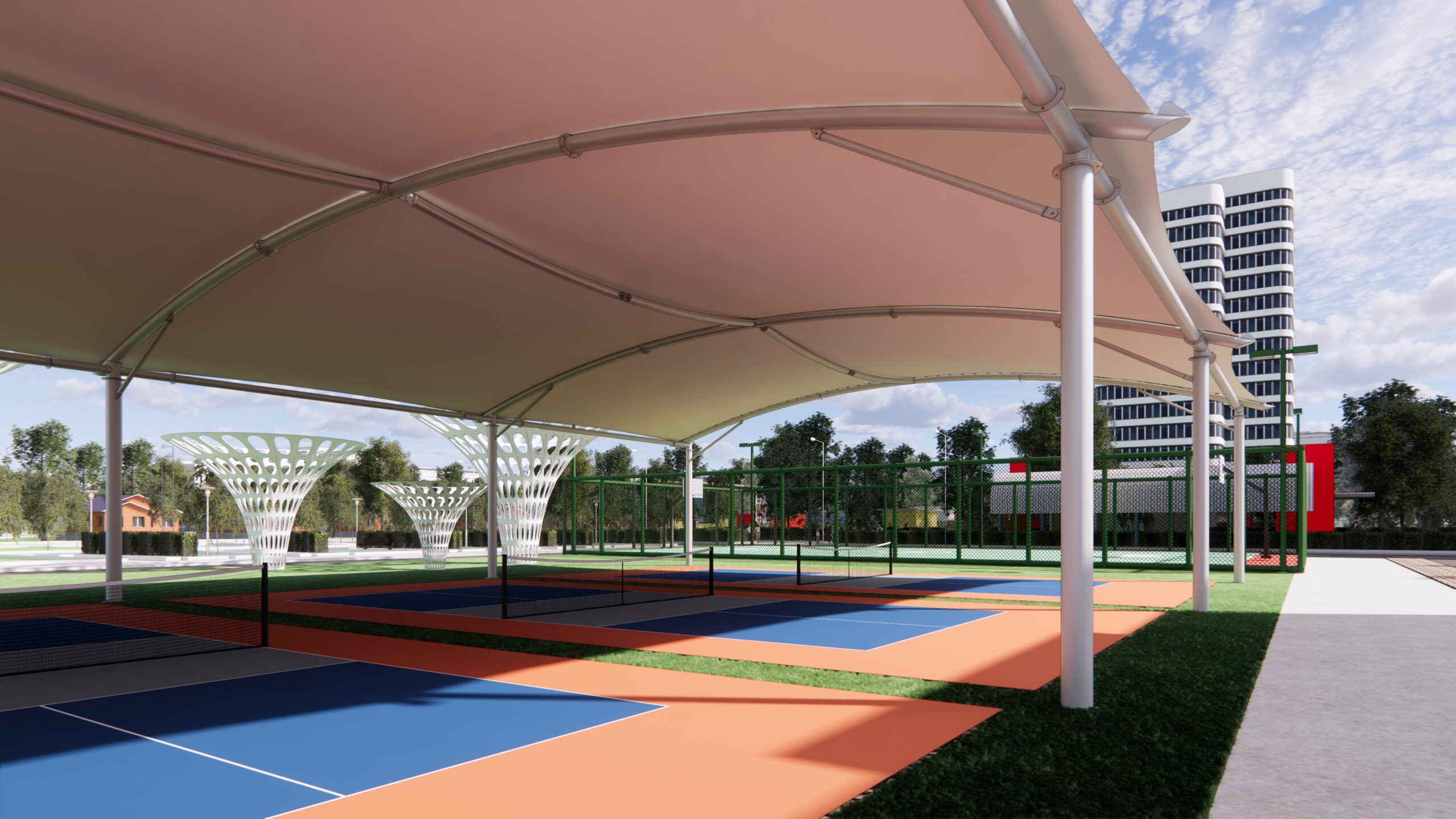 Mái che sân Pickleball Bạt PVDF 7 Thiet Ke San Pickleball Bang Bat Cang PVDF hitexvn 2